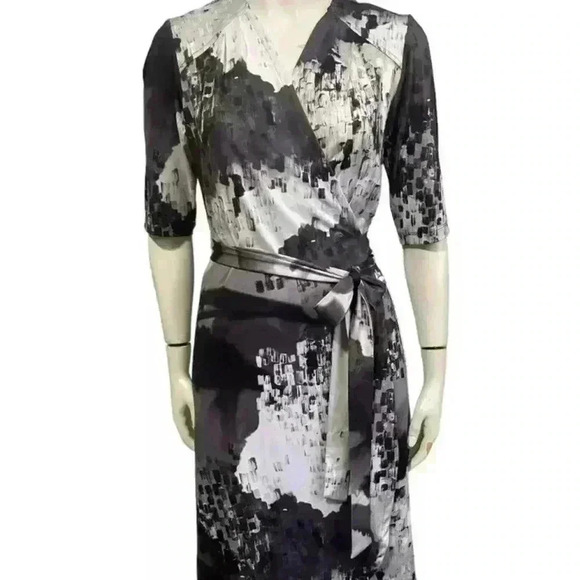 Y2K KOMOROV Wrap Dress luxe  monochromatic graphic statement womens size medium - Picture 4 of 15